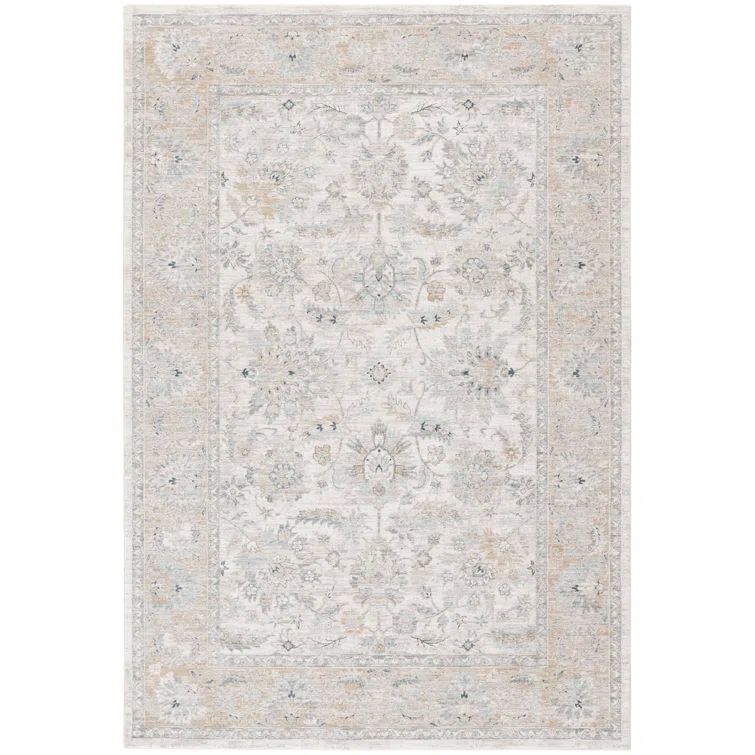 Ivory and Gold Hand-knotted Synthetic Oriental Rug, 5'3" x 7'6"