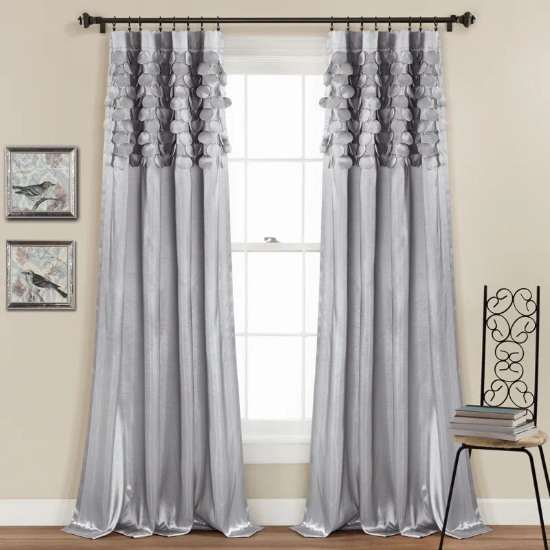 Light Gray Polyester Rod Pocket Window Curtain Panels, 54"W x 95"L