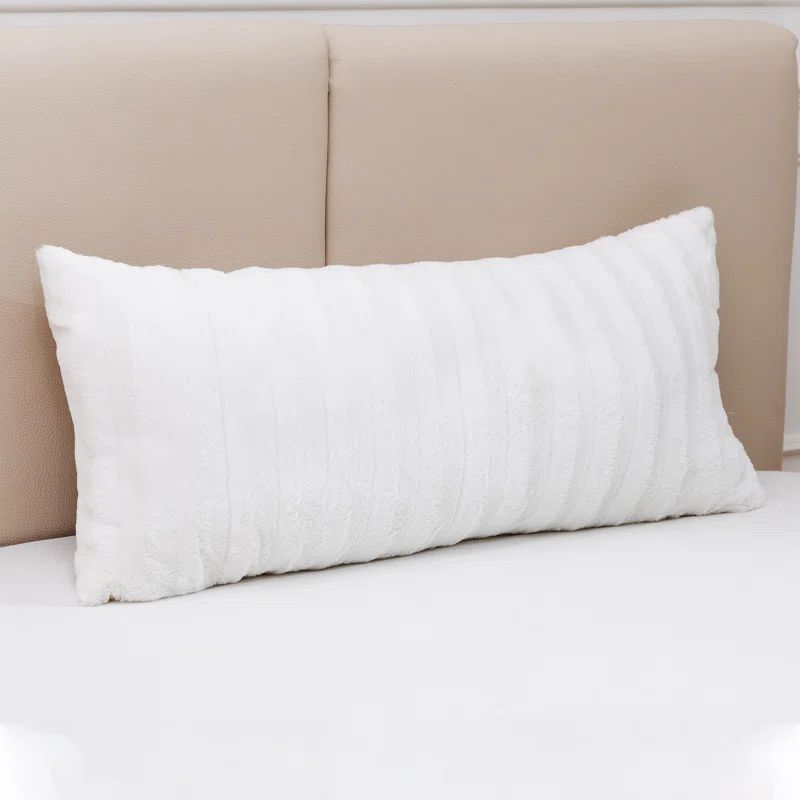 White Faux Fur Reversible Body Pillow 18" x 40"