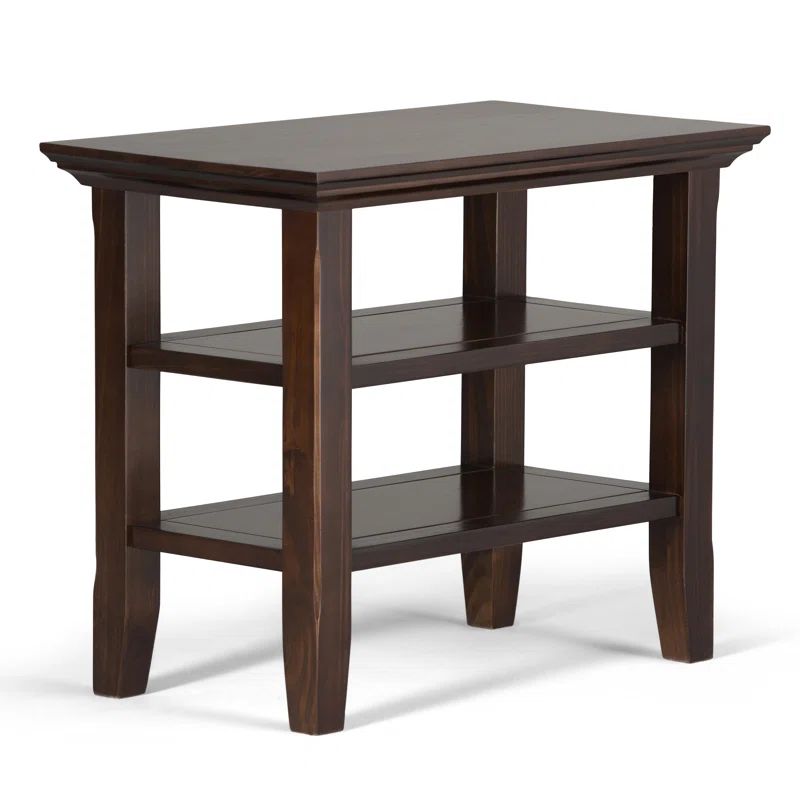 Brunette Brown Solid Wood Transitional Narrow Side Table