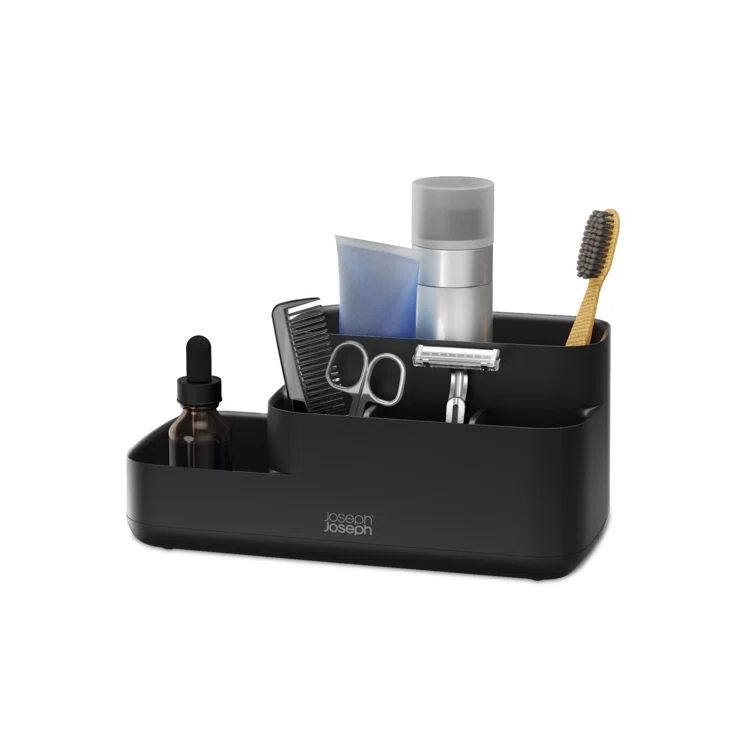 Compact Matte Black Bathroom Storage Caddy Organizer