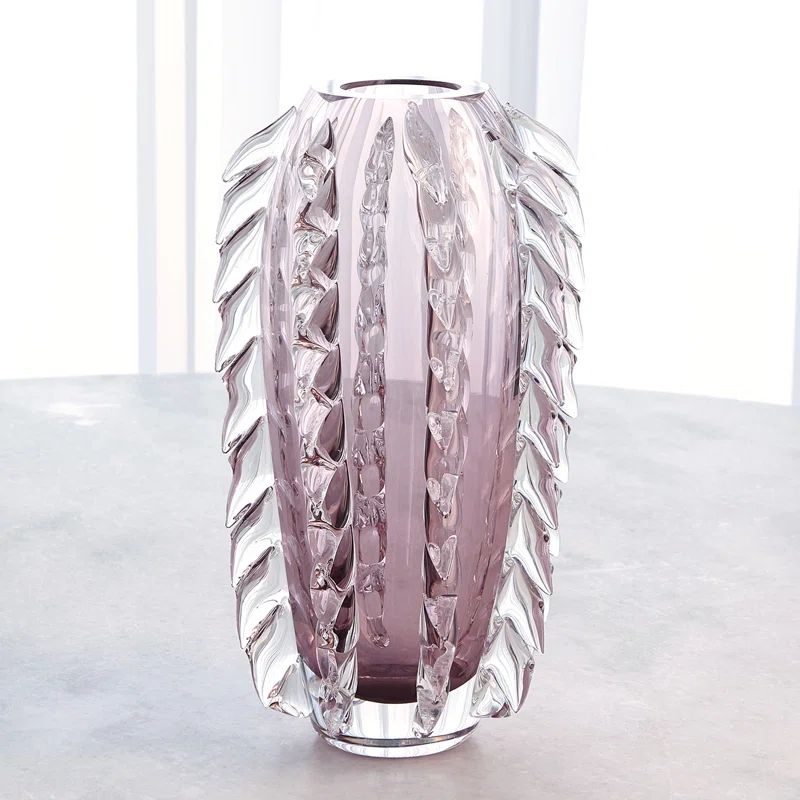Purple Blown Glass Cylinder Decorative Table Vase