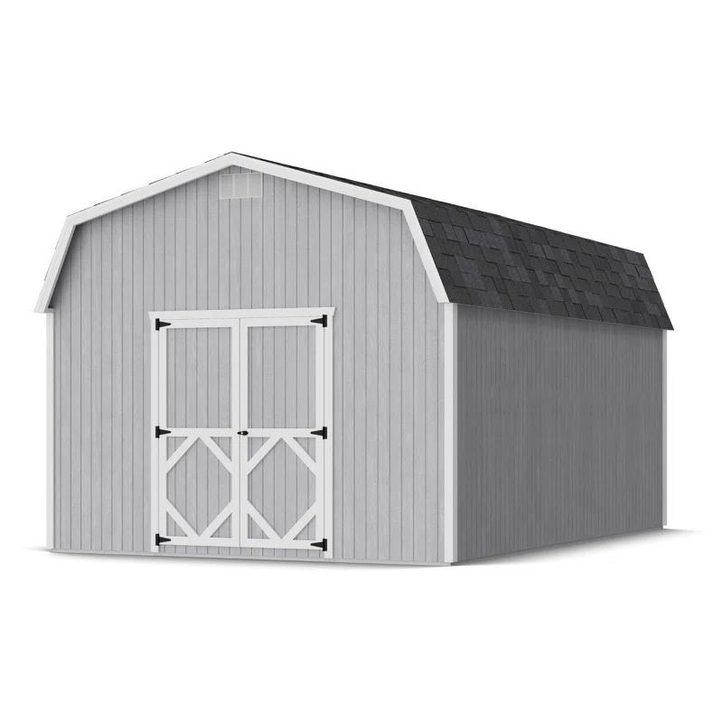 Classic Gray Wood Storage Barn Kit with Gambrel Roof, 10' x 12'