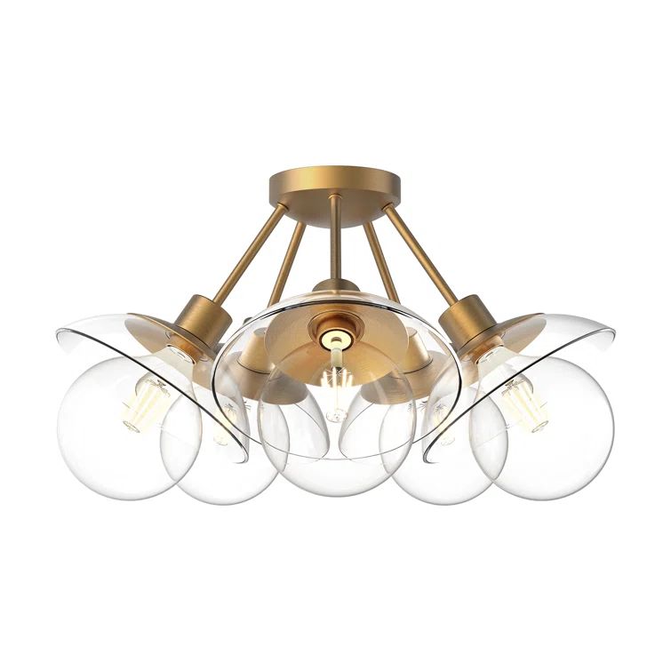 Francesca Aged Gold and Clear Glass Semi-Flush Mount Light