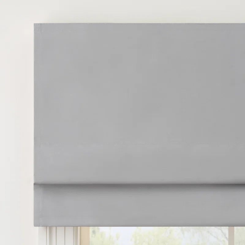 Gray Faux Silk Cordless Blackout Roman Shade 36" x 64"