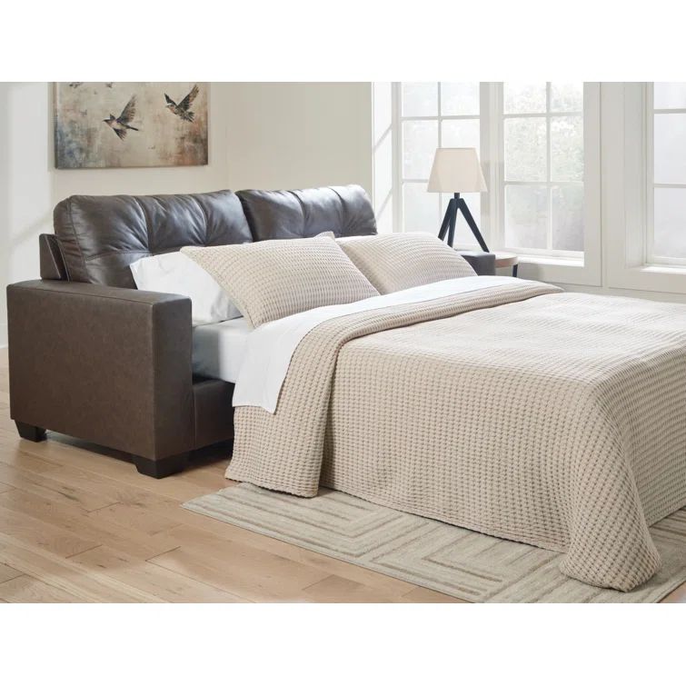 Umber Faux Leather Memory Foam Sectional Sleeper with Removable Cushions