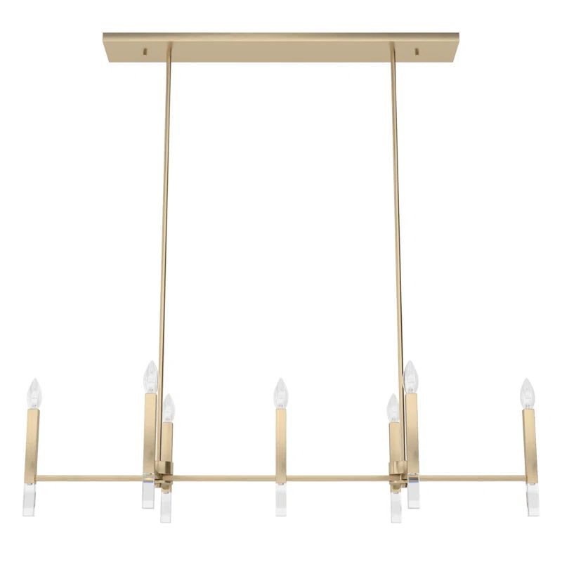 Alturas Gold Linear Chandelier with Geometric Metal Candles