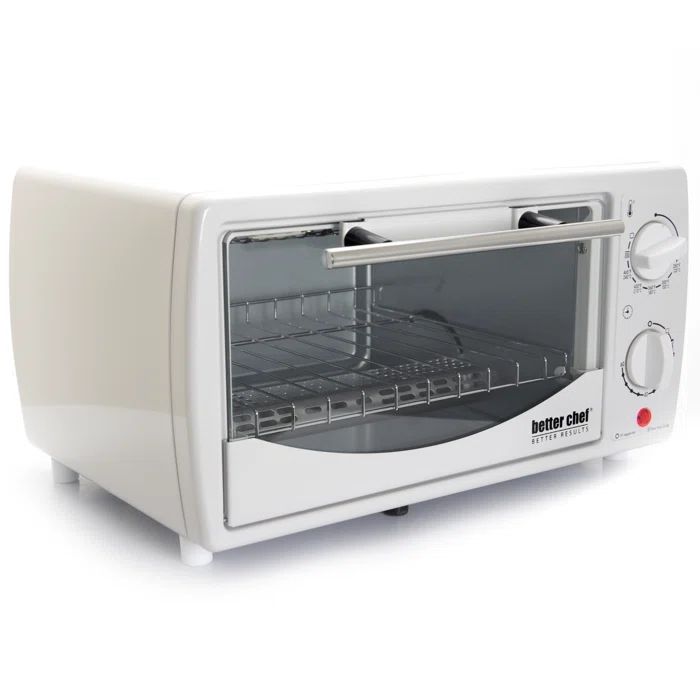 Better Chef White 4-Slice Toaster Oven Broiler with Tempered Glass Door