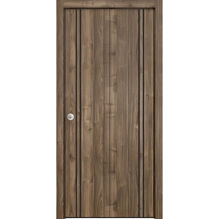 Walnut and Frosted Glass 48" x 84" Bi-Fold Door