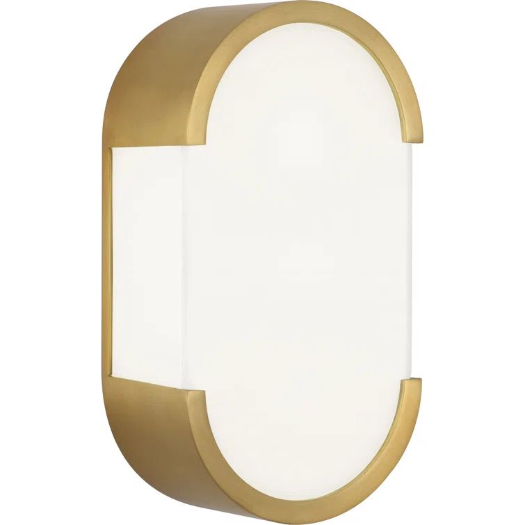 Antique Brass Rounded Rectangle Plug-In Wall Sconce