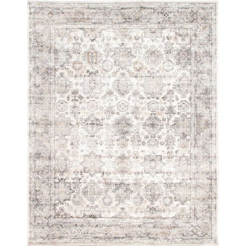 Amadeus Ivory Rectangular Easy-Care Synthetic Area Rug