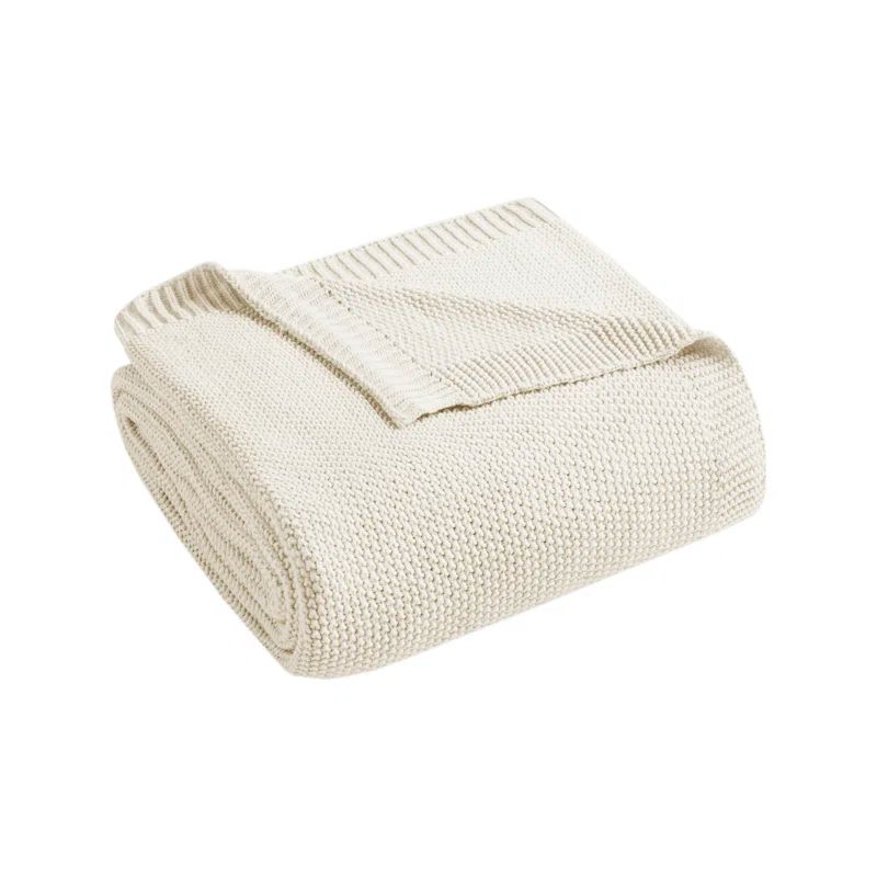 Ivory Twin Knitted Acrylic Machine Washable Blanket