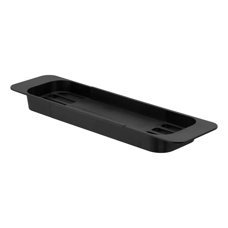 Black Expandable Plastic Bathtub Caddy with Storage