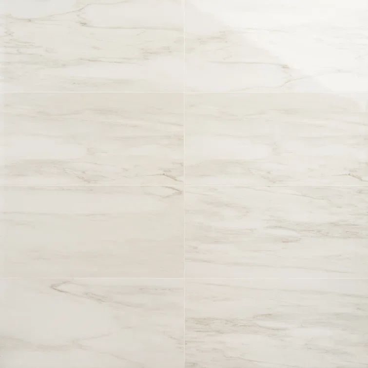 Dolomite Snow 12x24 Polished Marble Look Porcelain Tile