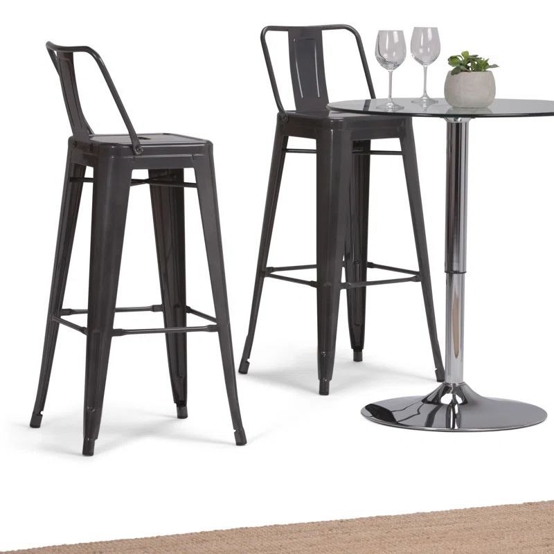Rayne Industrial-Design Gray Metal 30" Bar Stool, Set of 2
