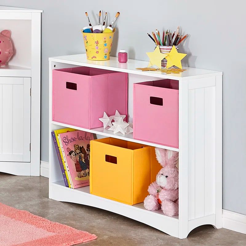 White Wood Kids 3-Tier Cube Bookshelf Set