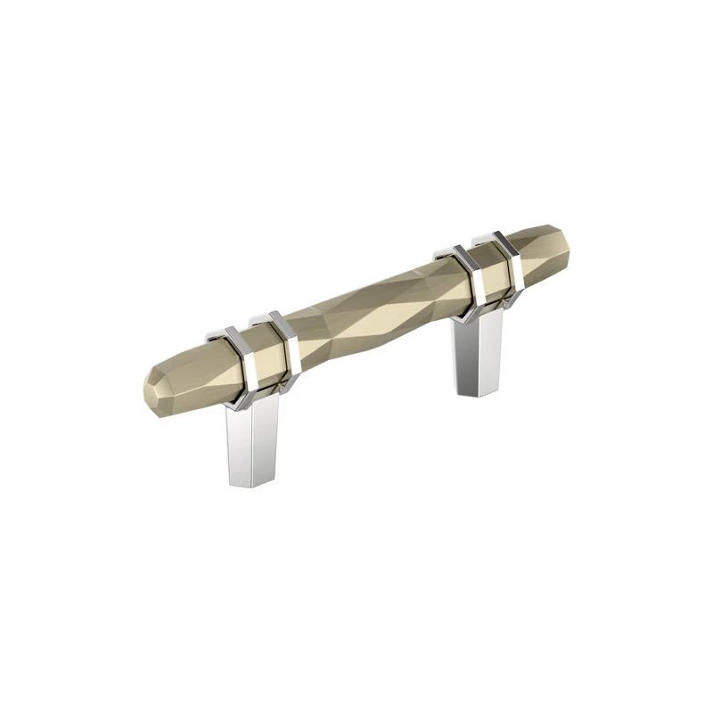 Golden Champagne and Polished Chrome 3" Modern Bar Pull