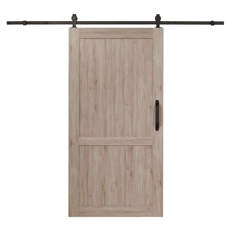 Millbrooke Driftwood PVC Barn Door with Black Hardware Kit