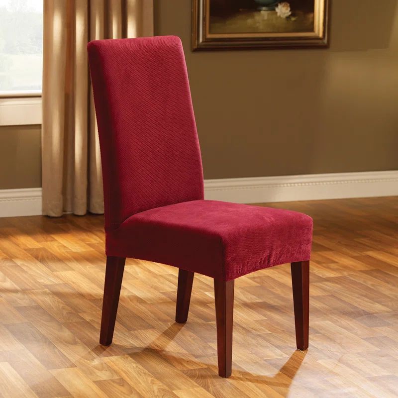 Garnet Stretch Pique Short Dining Chair Slipcover