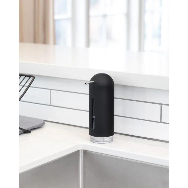 Black Soft-Touch Penguin Soap Dispenser with Window