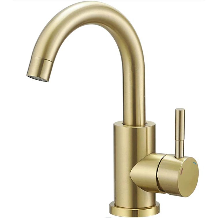 Brushed Gold Single Handle Bathroom Faucet with Swivel Spout