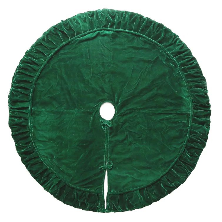 Emerald Green Velvet 72-Inch Round Christmas Tree Skirt