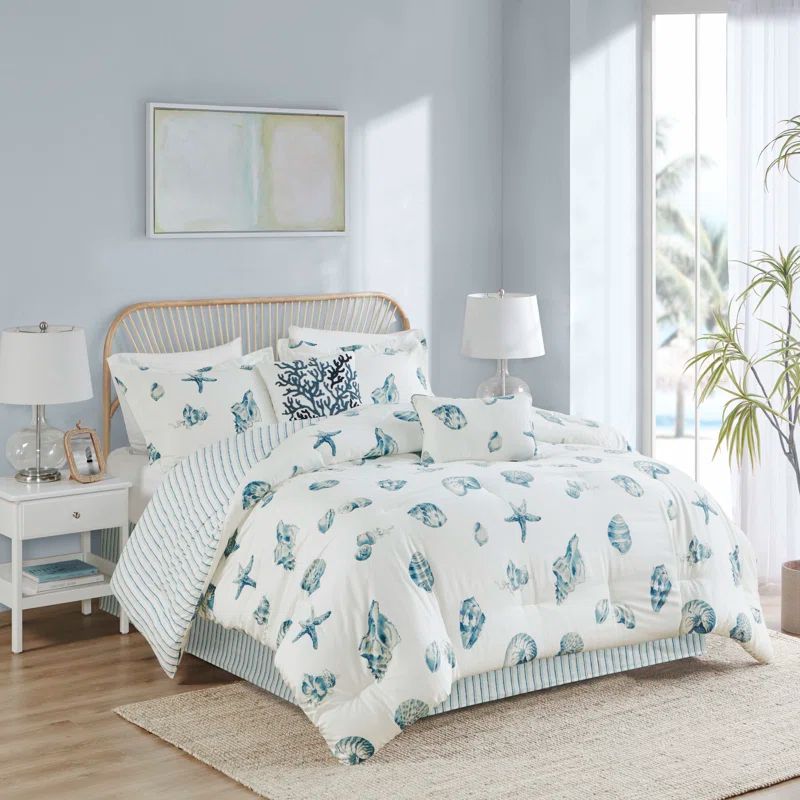 Nautical Blue Cotton Reversible Queen Comforter Set
