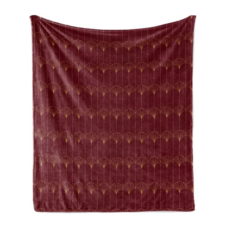 Burgundy and Sand Brown Fleece Throw Blanket 50" x 60"
