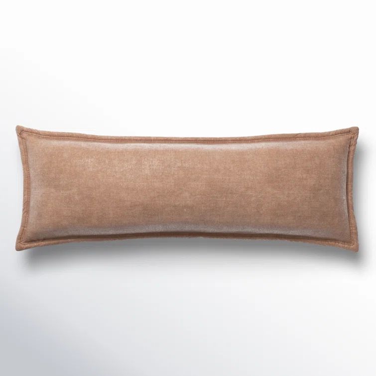 Dusty Rose Faux Silk Velvet Rectangular Lumbar Pillow