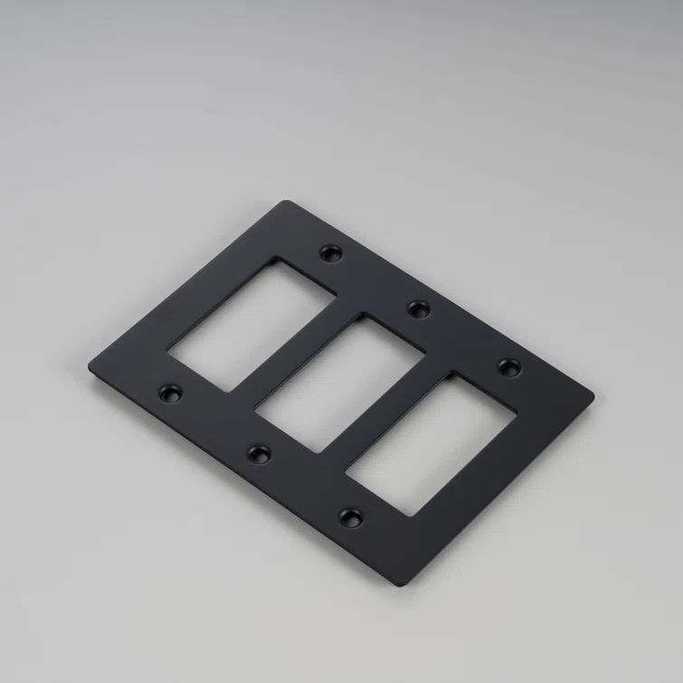 Black Steel 3-Gang Modern Wall Plate