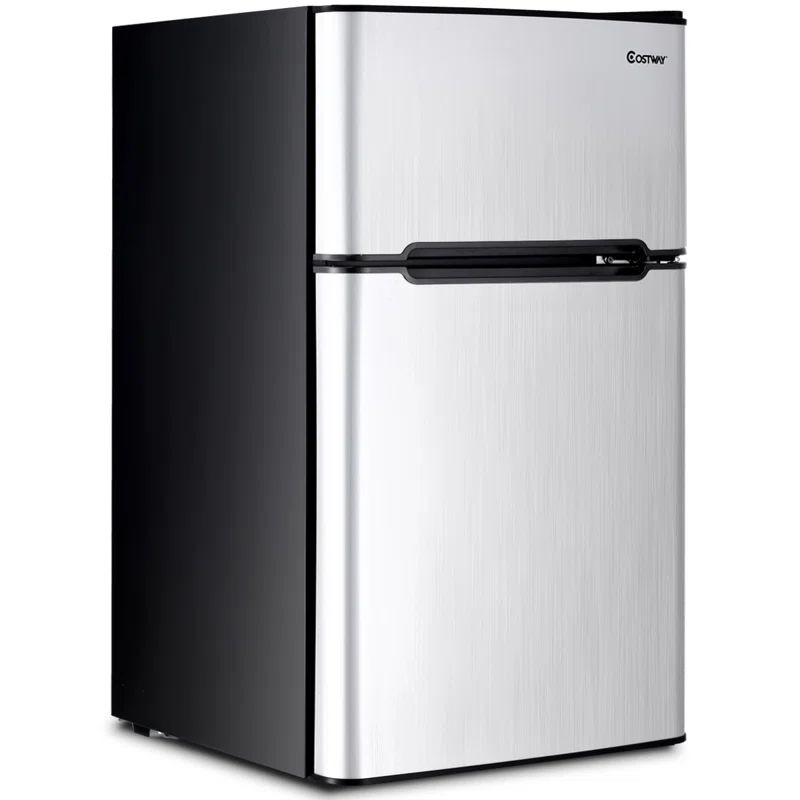 Costway 3.2 Cu Ft Compact Gray Refrigerator with Freezer