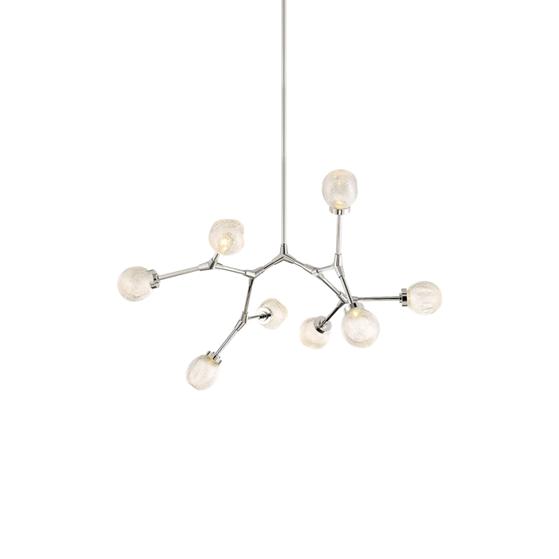 Luxe Polished Nickel 8-Light LED Sputnik Chandelier with Art Glass Shades