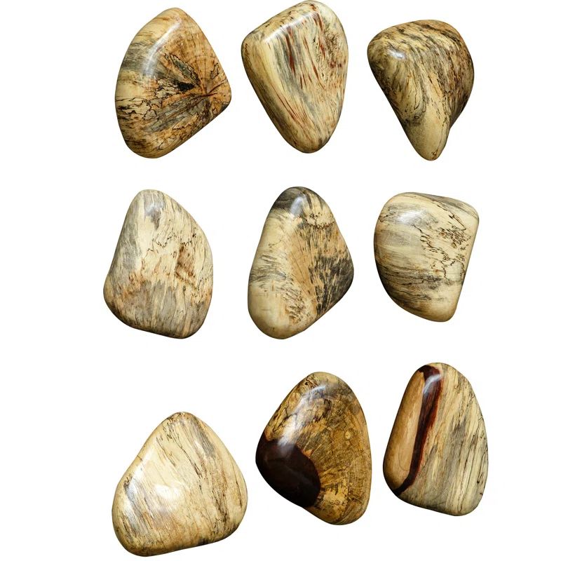 Blue Contemporary Solid Wood Wall Pebble Decor Set