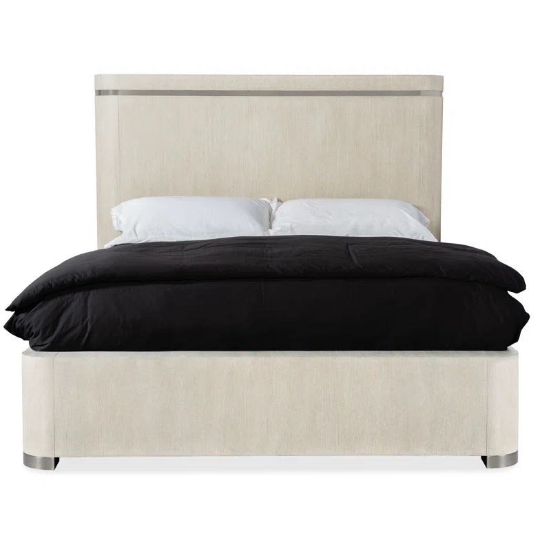 Light Wood Diamond Queen Panel Bed with Upholstered Headboard