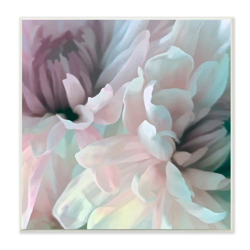 Pink Floral Petal Study Blush Tone MDF Wood Wall Art