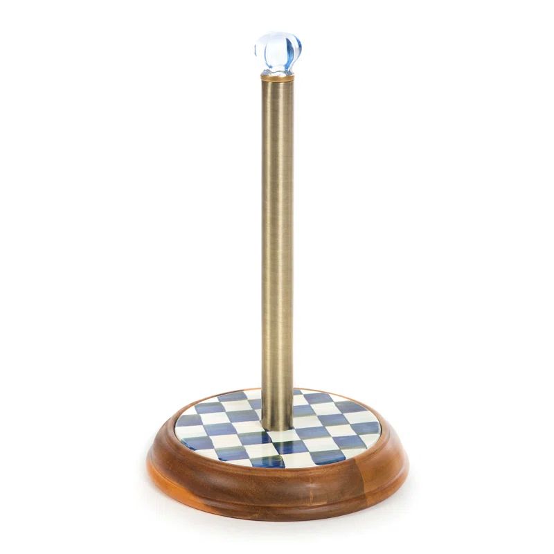 Blue and Gold Handcrafted Wood Paper Towel Holder