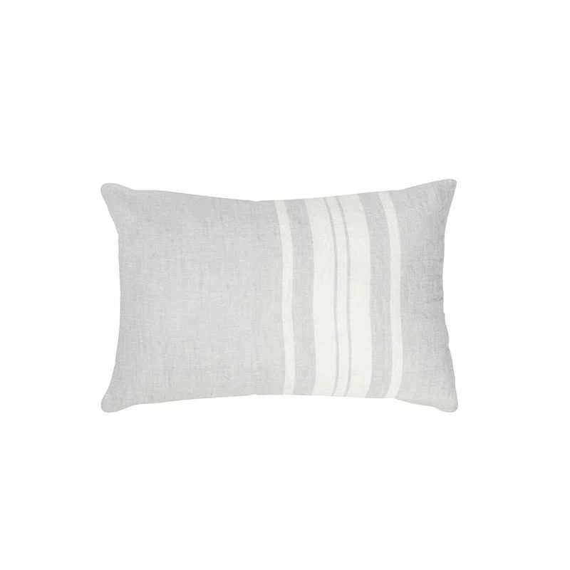 Light Grey and White Striped Linen Pillow