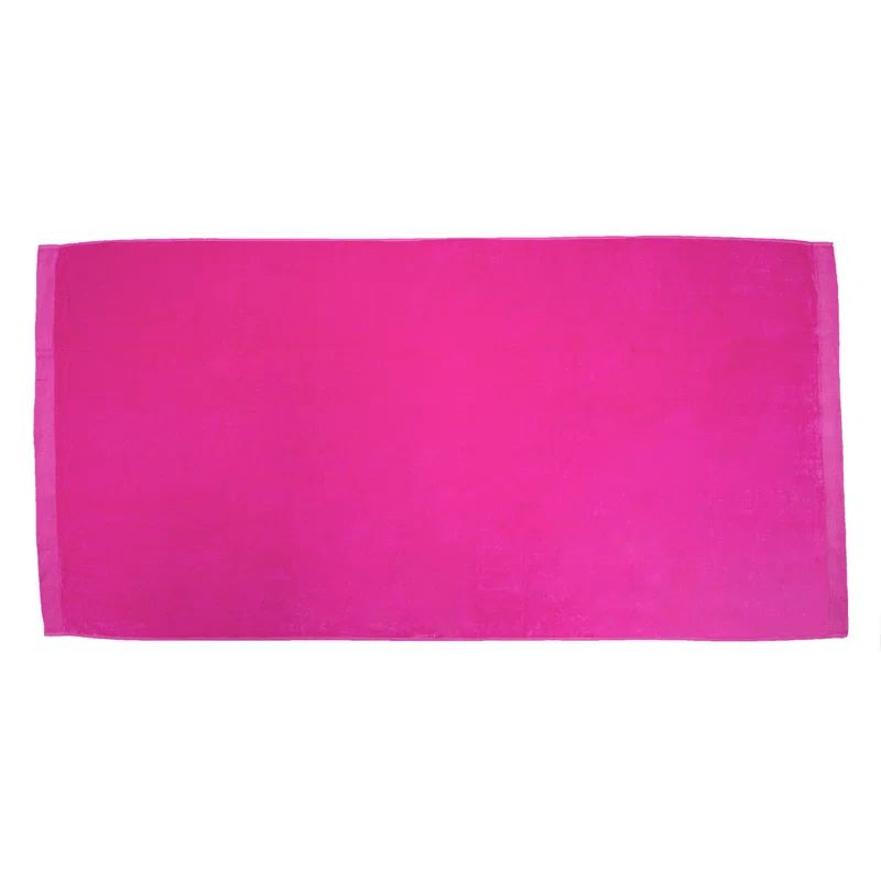 Hot Pink Velour Beach Towel with Dobby Hem Finish