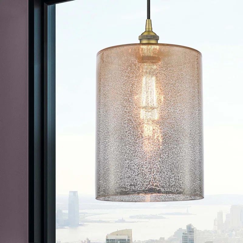 Satin Gold Mini Pendant with Mercury Glass Shade