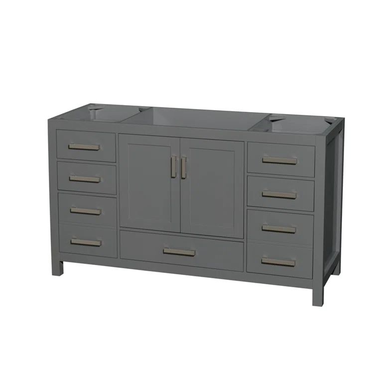 Sheffield 59'' Solid Wood Single Freestanding Vanity in Dark Gray