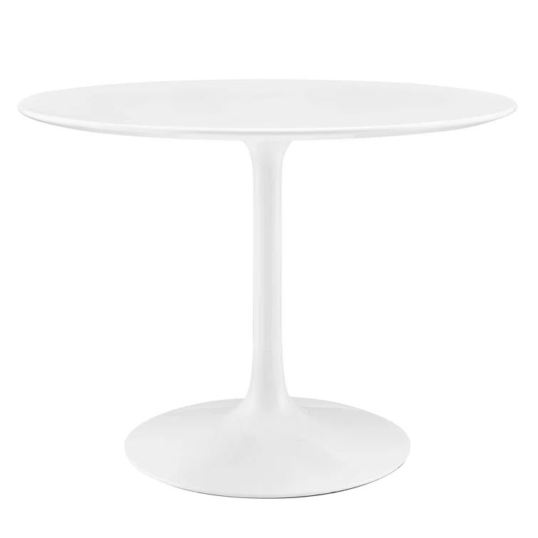 Mid-Century Modern 40" Round White Wood Dining Table