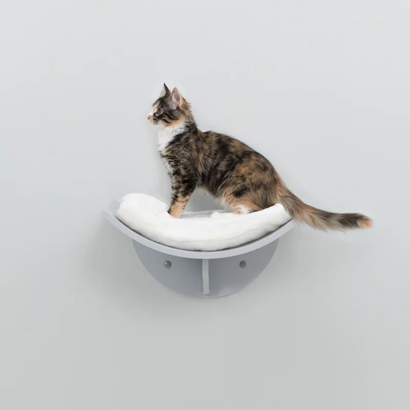 Gray Medium Wall Mounted Cat Perch with Soft Cushion