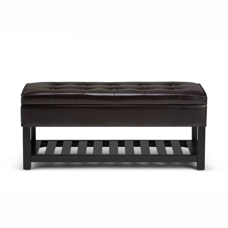 Tanners Brown 44'' Wide Rectangular Ottoman Bench with Tufted Footrest
