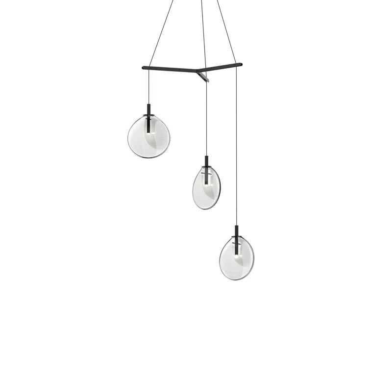 Cantina Trio 30" LED Pendant Light in Satin Black with Clear Glass