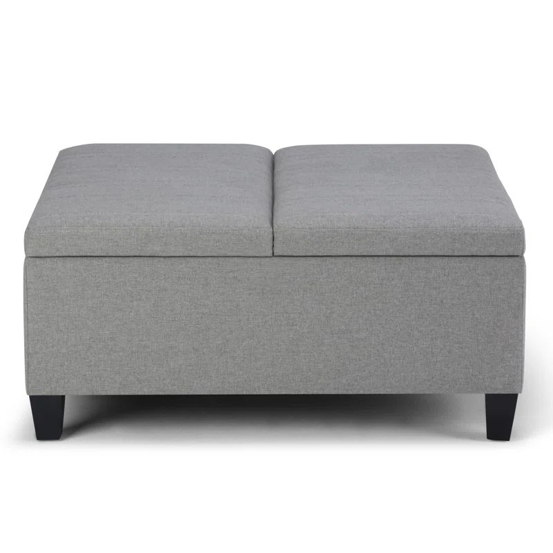 Ellis 36" Dove Grey Linen Look Fabric Coffee Table Ottoman