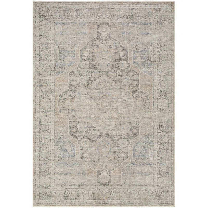 Maria Elena 5' x 7' Beige and Gray Wool Medallion Area Rug