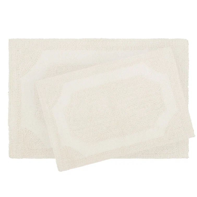Ivory Reversible Cotton Bath Rug Set of 2