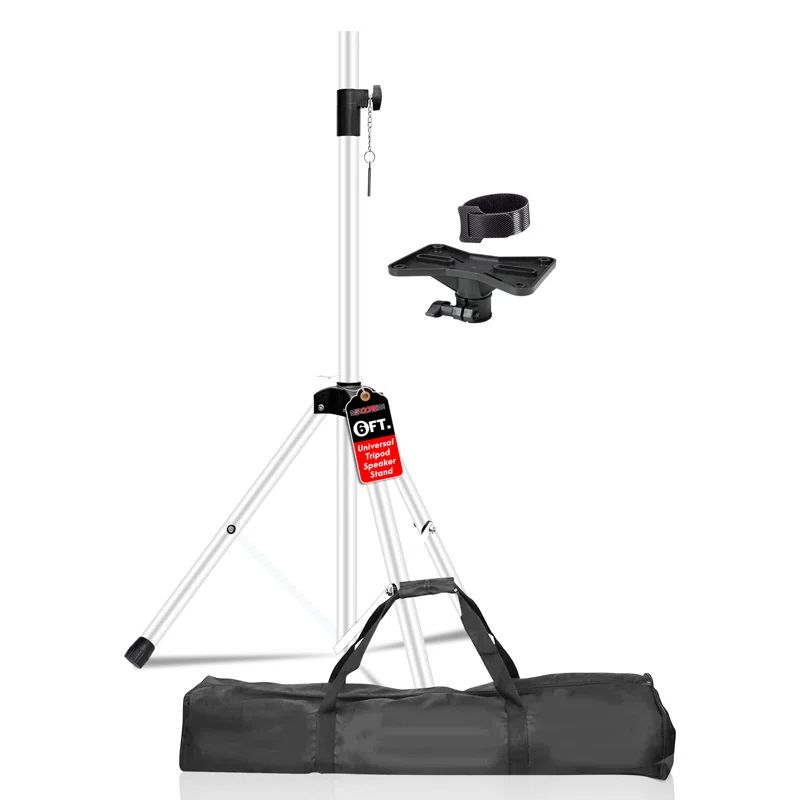 White Adjustable Steel Tripod Speaker Stand with Safety Pin