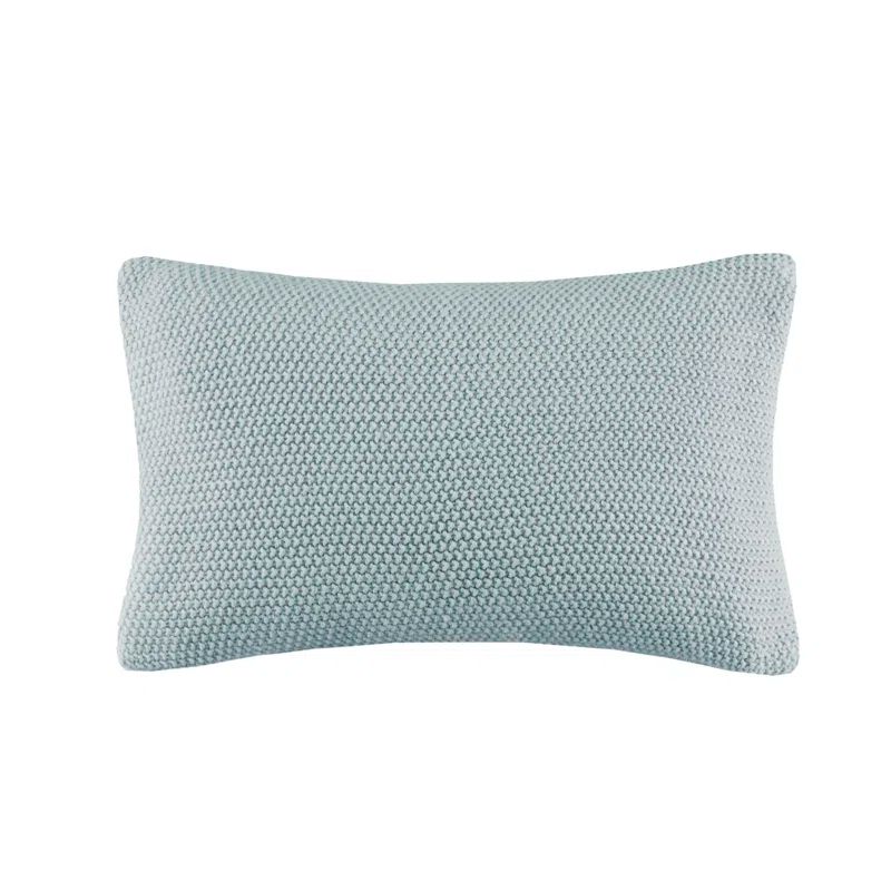 Light Blue Acrylic Knit Oblong Pillow Cover 12"x20"