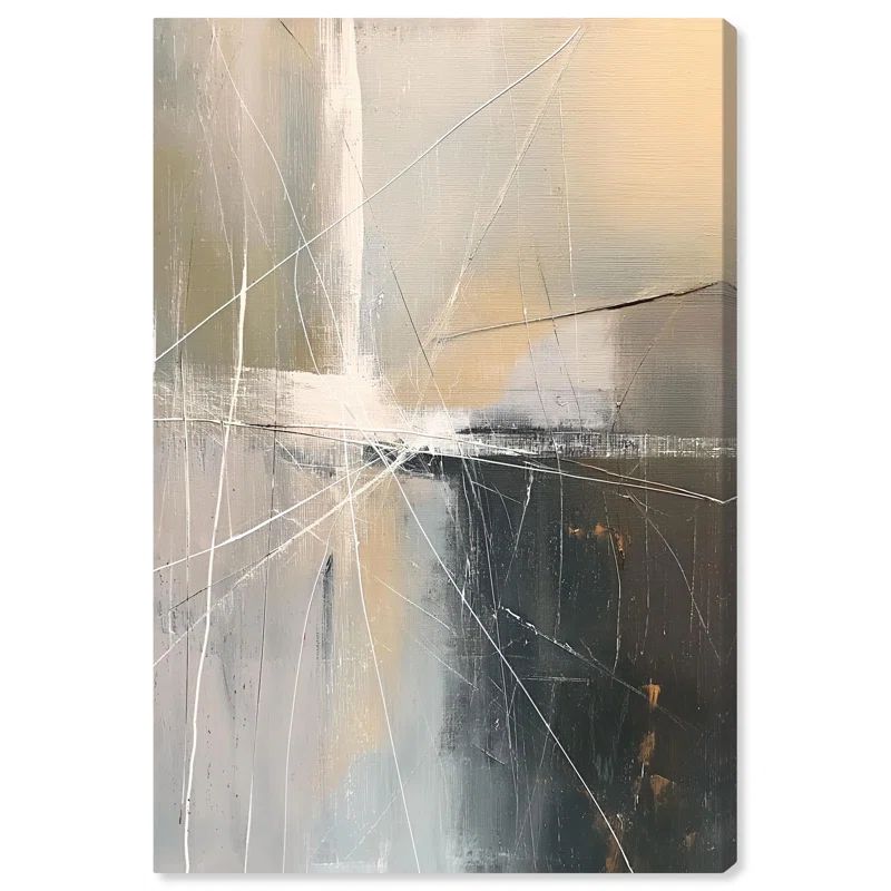 Large Beige and Gray Abstract Canvas Art